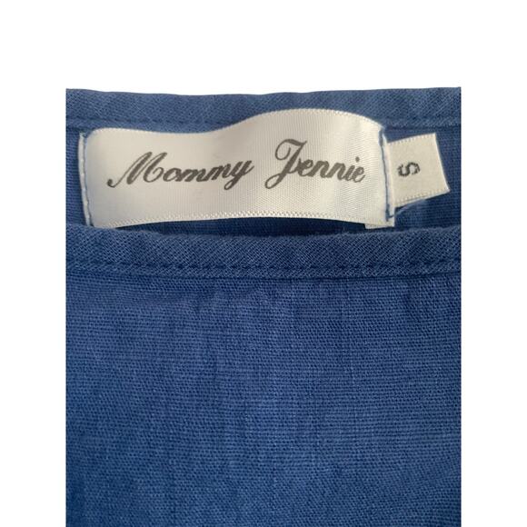 Mommy Jennie Blue Tie Straps Overalls Front/Back Pockets Maternity Small - Picture 3 of 6